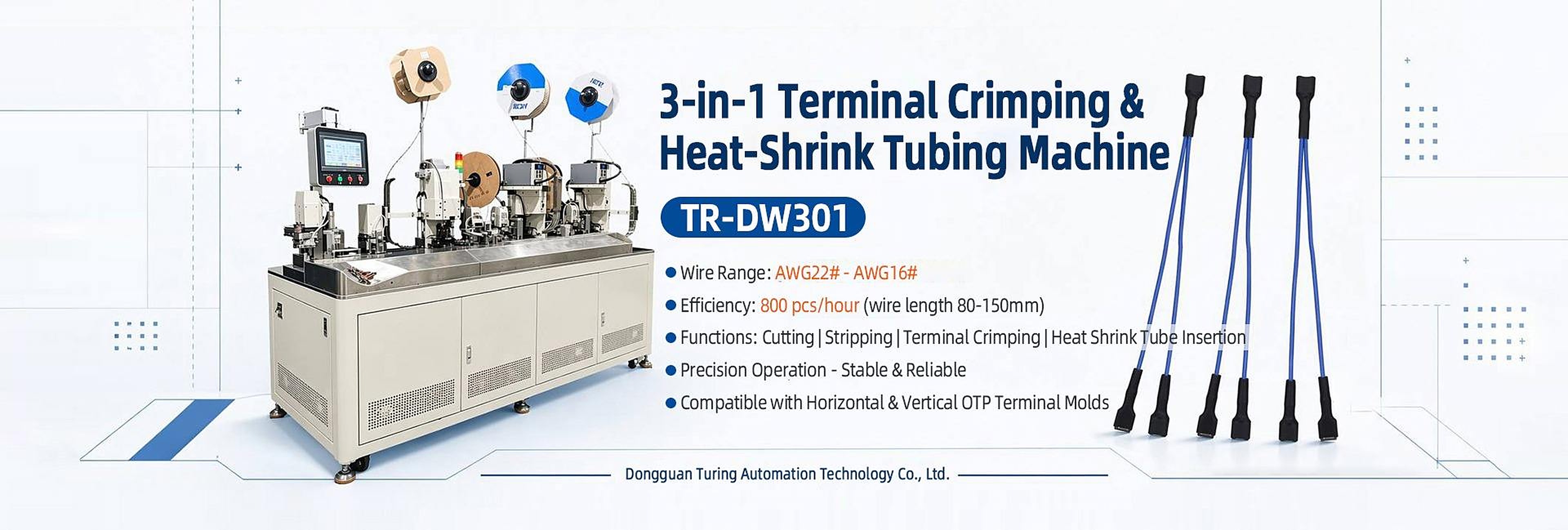 TR-DW301 fully automatic waterproof plug insertion and double-ended terminal crimping machine