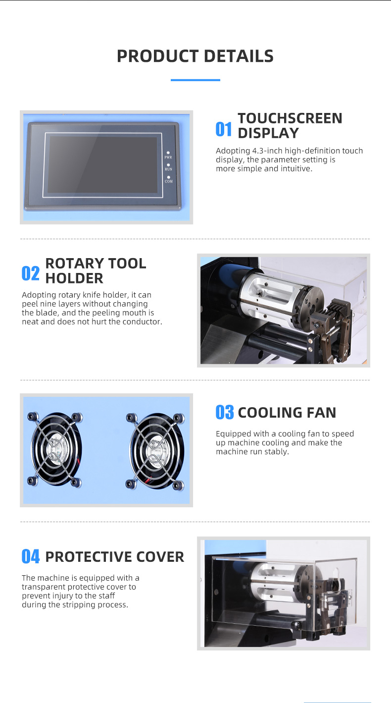 TR-9018 Semi-Auto 9 Layers 3-18mm Diameter Coaxial Wire Stripping Machine — detail 5