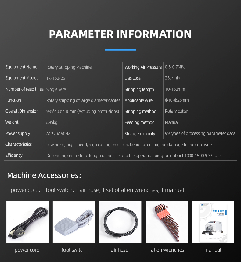 TR-150-25 Multi-core Charging Cable Coaxial Wire Stripping Rotary Peeling Machine — detail 5