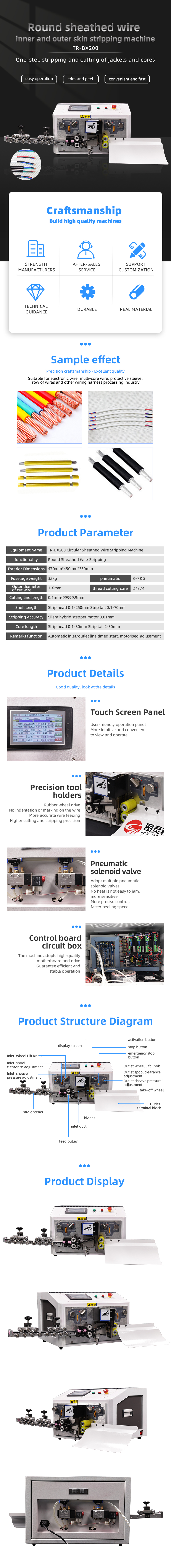 TR-BX200 Round Sheathed Wire Inner And Outer Sheath Wire Stripping Machine — detail 1