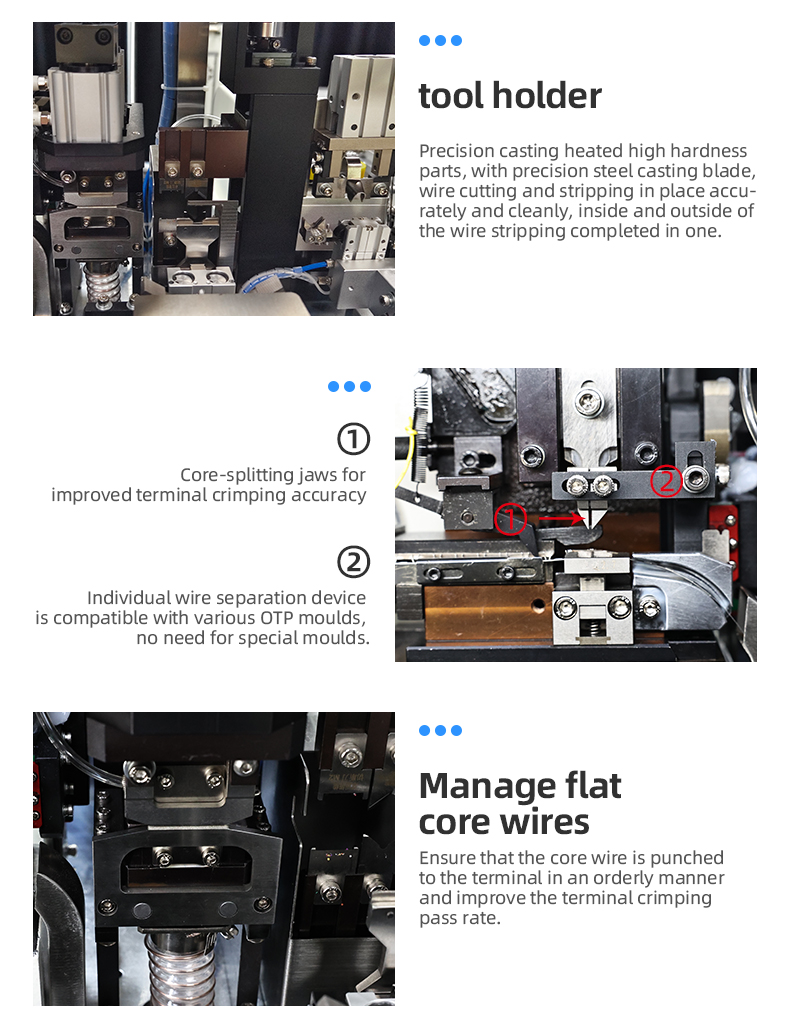 TR-DM07 Auto 2 Heads Round Jacket Cable Sheathed Wire Insert Heat Shrink Tube Terminal Crimping Machine — detail 8