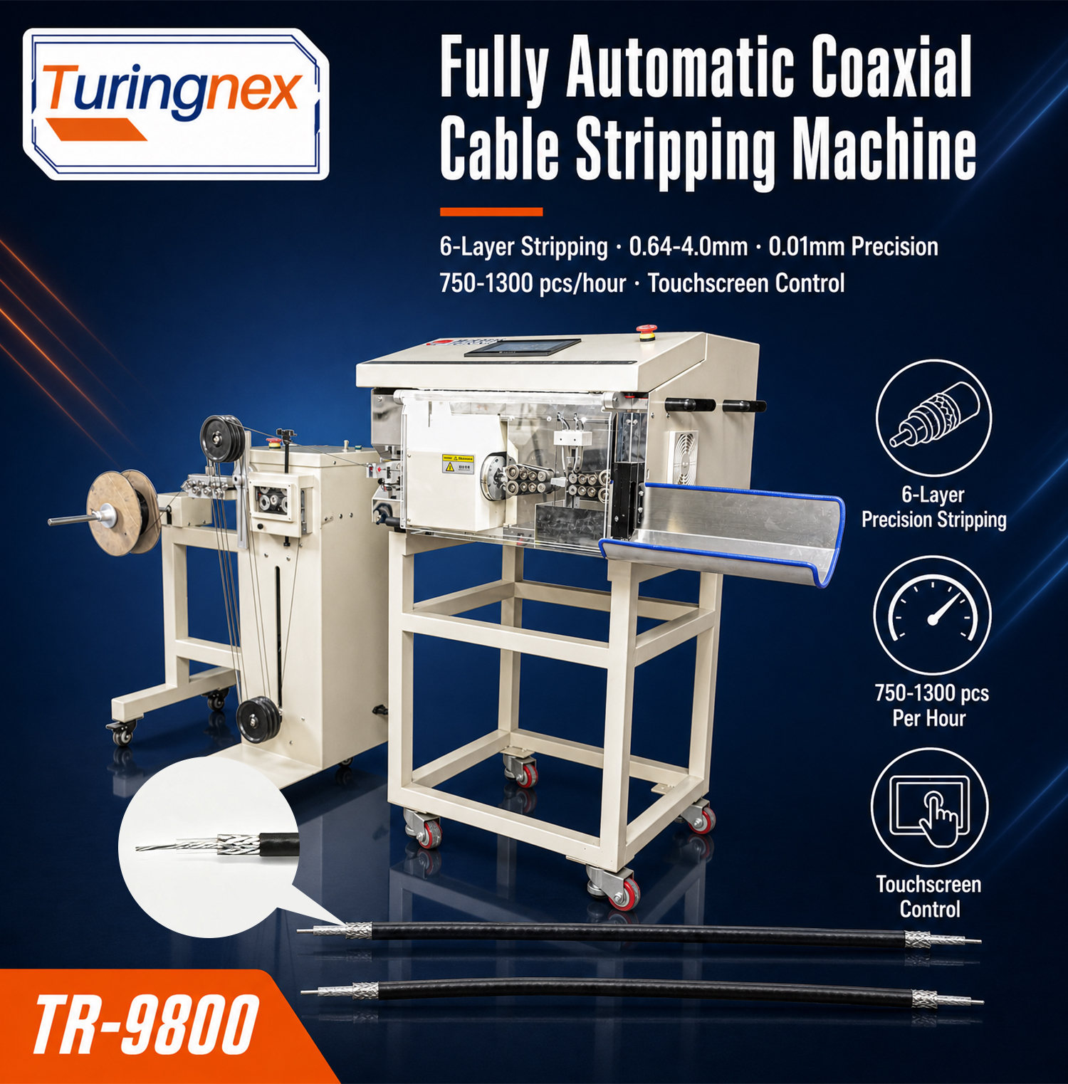 TR-9800 Fully Automatic Coaxial Wire Stripping Machine — detail 2