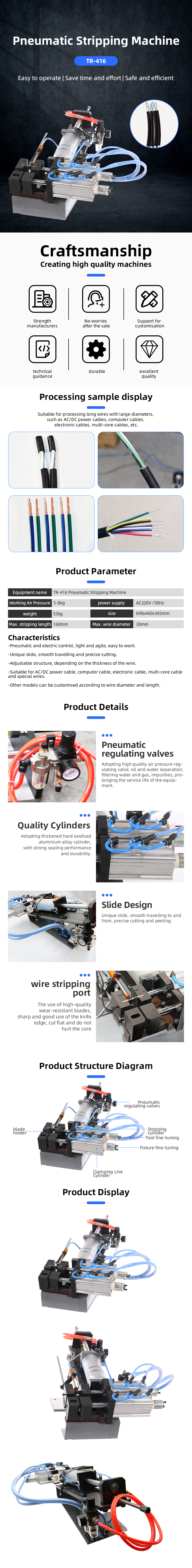 TR-416 Semi-automatic Pneumatic Cable Stripping Machine — detail 1