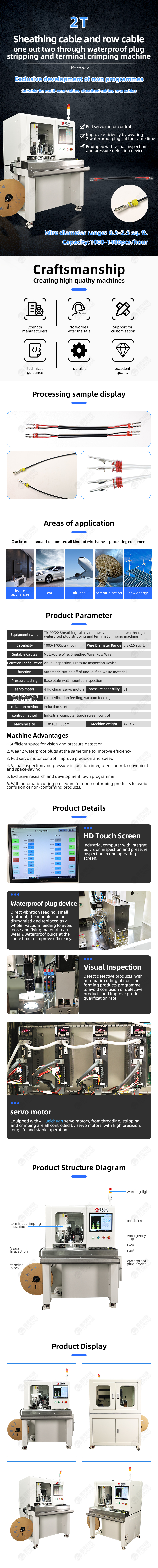 TR-FSS22 2T Semi-automatic One-output Two Waterproof Plug Stripping And Terminal Crimping Machine — detail 1