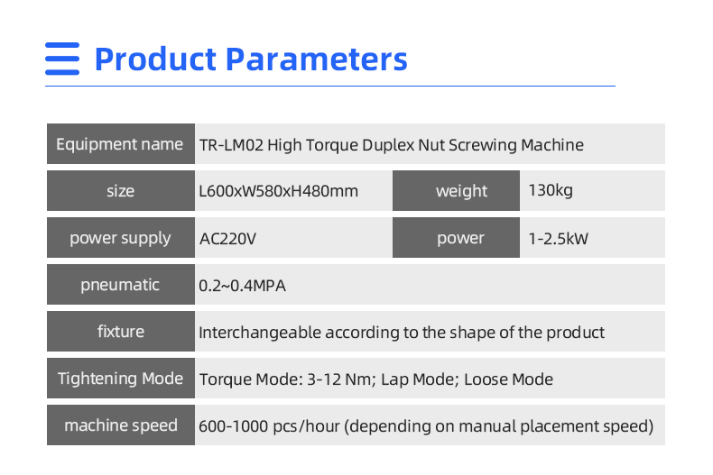TR-LM01 TR-LM02 Large Torque Double-station Nuts Crewing Machine — detail 4