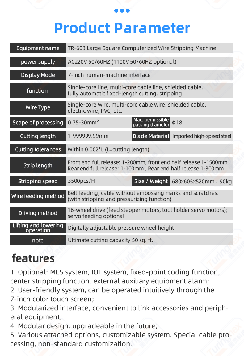 TR-603 Large Square Computerized Wire Stripping Machine (Wire Diameter Range:6-120mm²) — detail 4