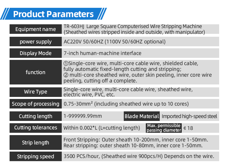 TR-603HJ Large Square Computerized Wire Stripping Machine (Wire Diameter Range:0.75-30mm²) — detail 3