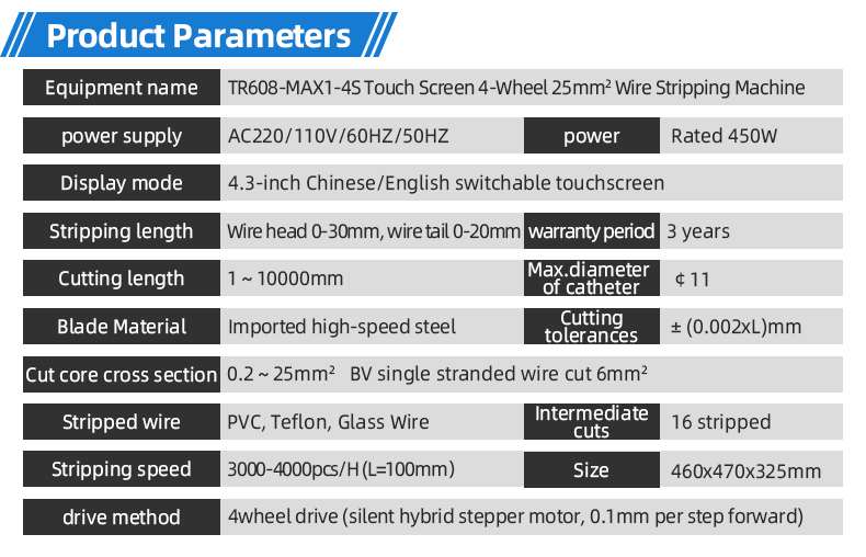 TR608-MAX1-4S Touch Screen 4-Wheel 25mm² Wire Stripping Machine — detail 6