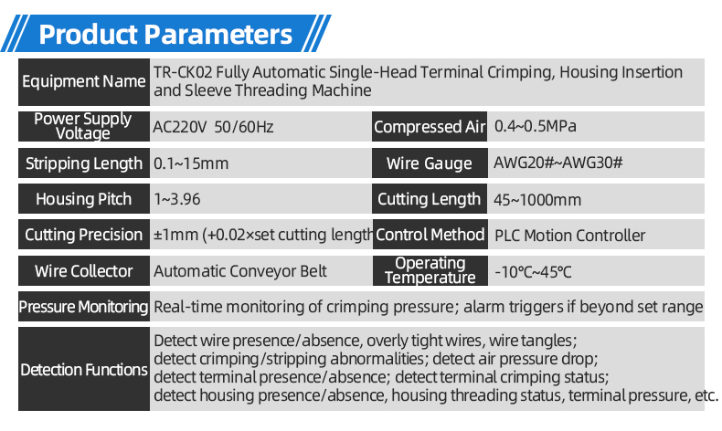 TR-CK02 Fully Automatic Single-Head Terminal Crimping, Housing Insertion And Sleeve Threading Machine — detail 7