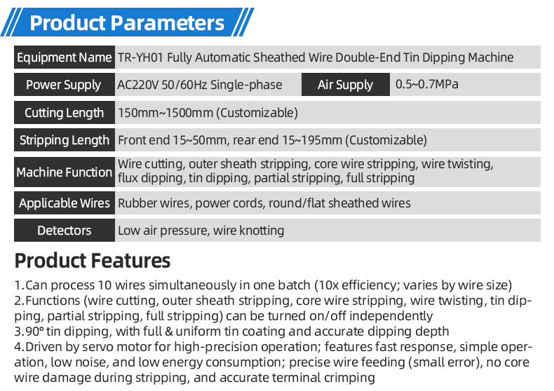 TR-YH01 Fully Automatic Sheathed Wire Double-End Tin Dipping Machine — detail 6