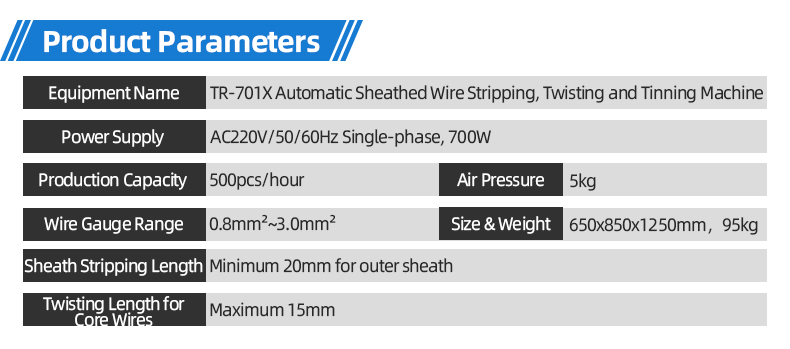 TR-701X Automatic Sheathed Wire Stripping, Twisting And Tinning Machine — detail 6